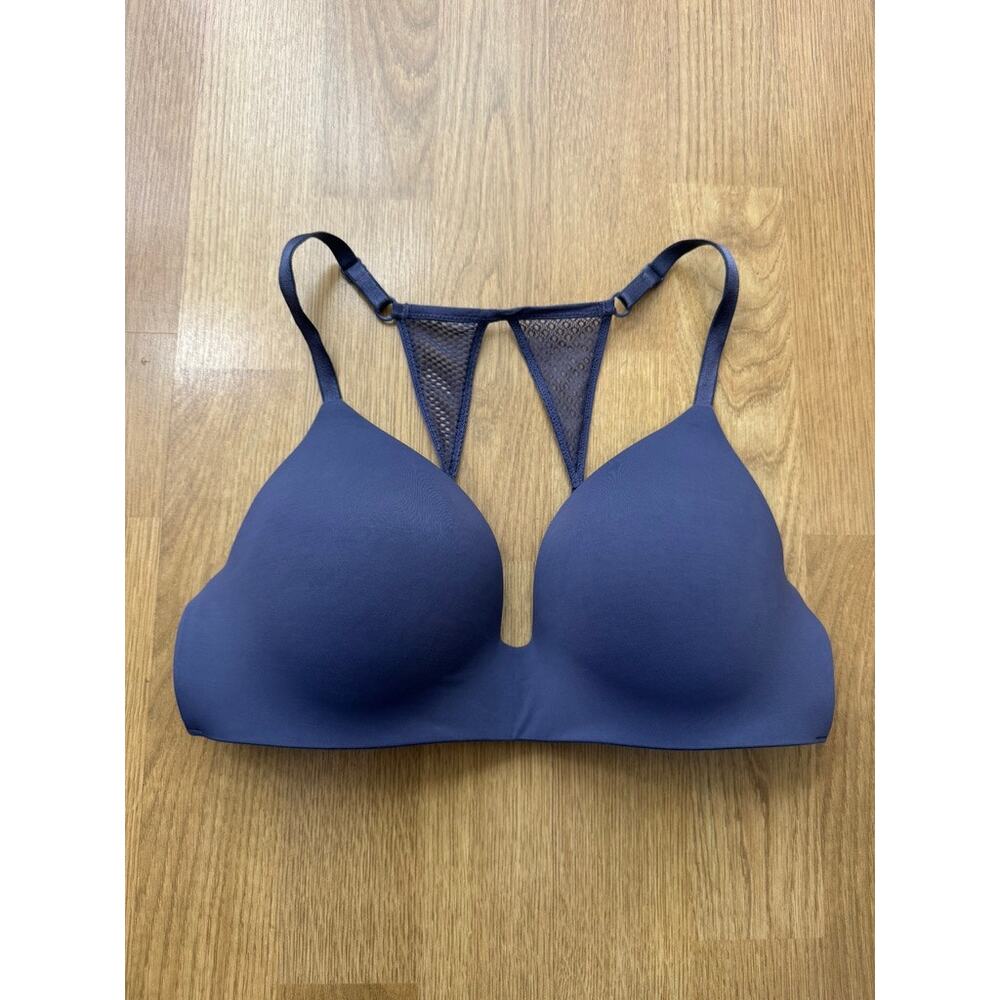 Victoria's Secret Cobalt Blue Racerback Wireless T Shirt Bra Sz 34C Comfy Active